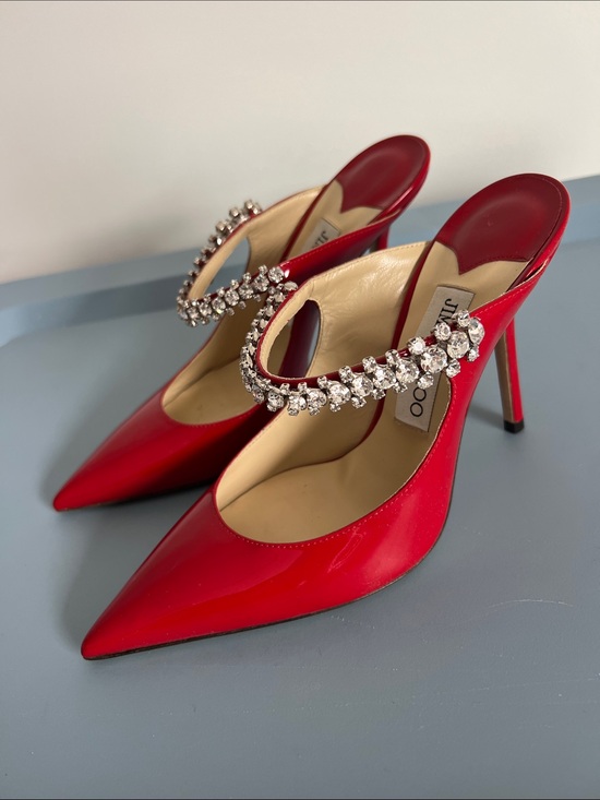 Jimmy Choo Shoes - Jimmy Choo bing 100 red patent leather crystal embellished pointed toe pumps 37